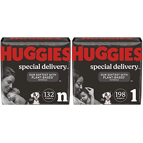 Image of Newborn Baby Diapers Bundle: Huggies Special Delivery Diapers, Size Newborn (Up to 10 lbs), 132ct & Size 1 (8-14 lbs), 198ct