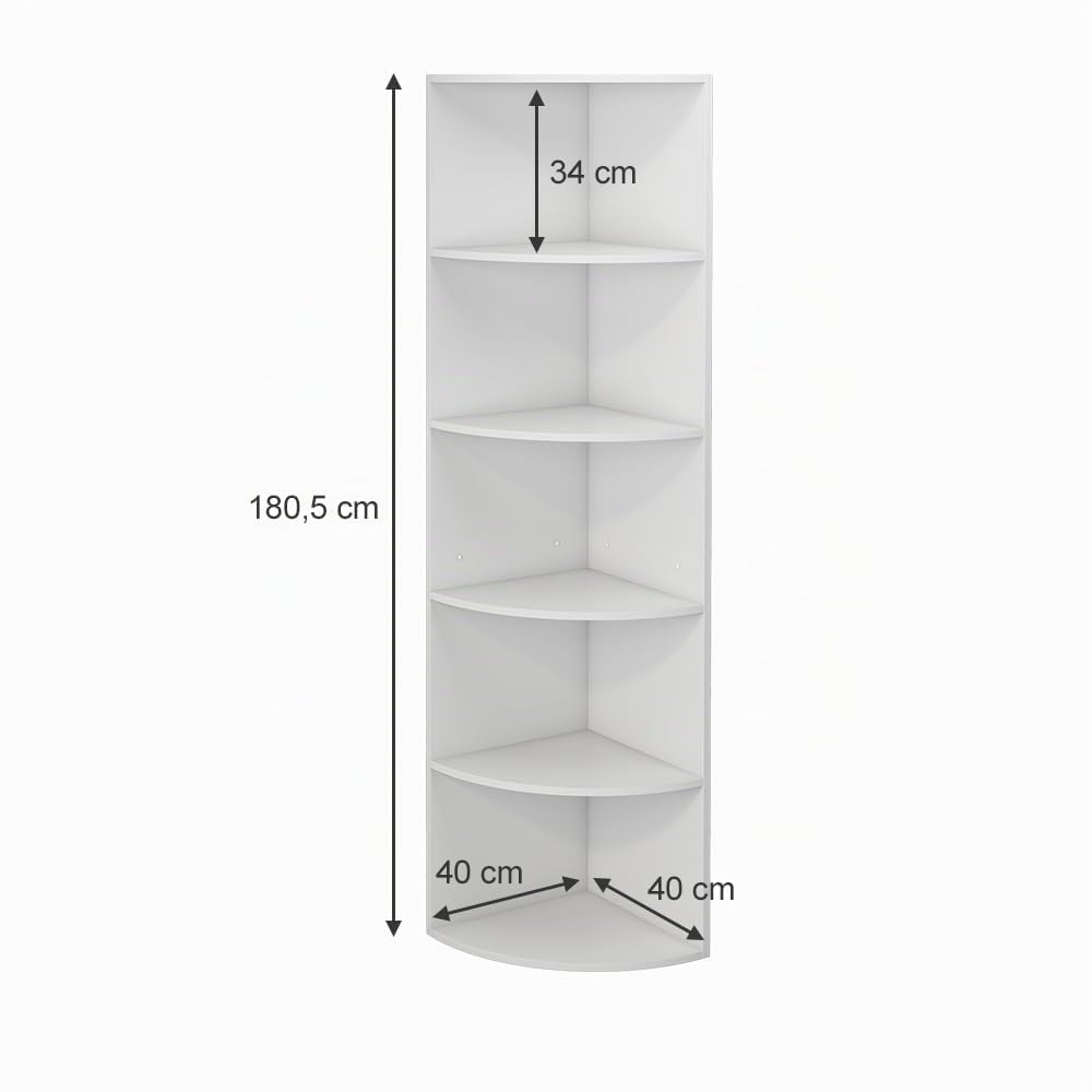 Vicco Libreria Fabienne, Bianco, 40 x 180 cm con 5 scomparti, adatto al montaggio a parete per una configurazione flessibile degli spazi