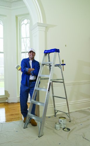 Louisville Ladder Louisville AS2100, 250 lb, 3 in Width X 3 in Depth Non-Conductive Rail, 5 Rung 6-Foot Aluminum Step Ladder, 250-Pound Capacity, AS2106, 6-Feet, 6 Ft