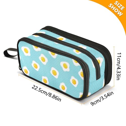 Image of J JOYSAY Fried Eggs Polka Dots Blue Pencil Case Large Big Capacity Pencil Pouch for Girls Boys Marker Organizer Bag for College Students School Office