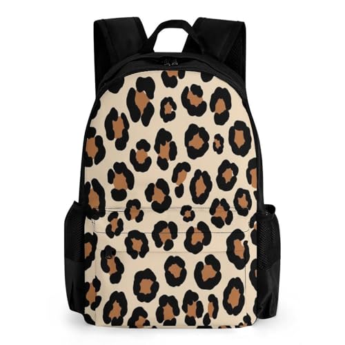 Large Capacity Cheetah Leopard Print Backpack, Women Men Portable Daypack for Hiking, Shopping, Fashion Comfy Shoulder Bag with Adjustable Strap