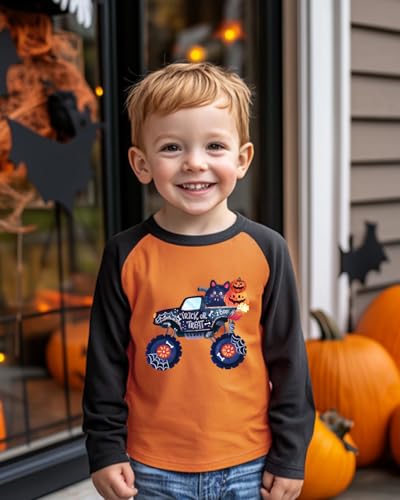 Pumpkin Shirt Toddler Halloween Shirt for Kids Boys Girls Halloween T-Shirts Ghost Clothes Long Sleeve Cotton Tee 2T-8Y2