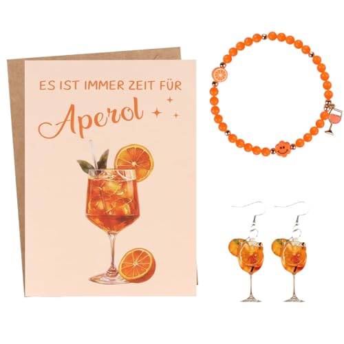 VEOIRXU Aper Cadeaux Femme Bracelet Boucles d'Oreilles Verre à Vin Cartes de Vœux et Enveloppes Gift Set Accessoire pour Femme Déco pour Amie Collègues...