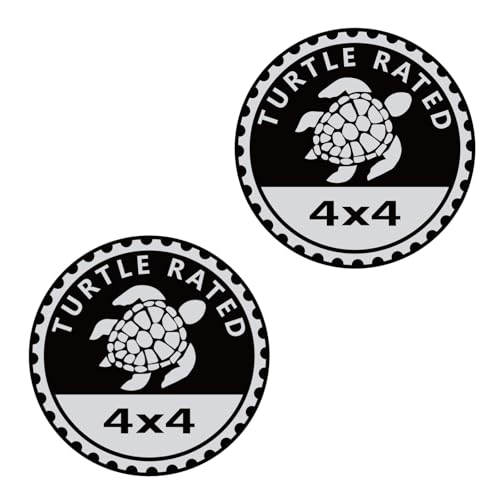 Image of 2Pcs Turtle Badge Rated Car Emblem, 4 x 4 Metal Automotive Badge 3D Metal Car Badges Emblems Round Emblem Decals Car Badge Decals Stickers Compatible for Jeep Wrangler Vehicles Trucks SUV Decals