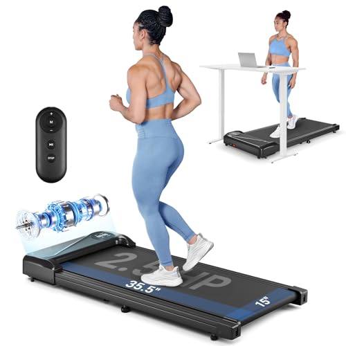 THERUN Walking Pad Treadmill, Portable Under Desk Treadmill with Remote and LED Display, Walking Jogging Machine with 2.5HP Powerful motor & 265 LBS Weight Capacity for Home Office