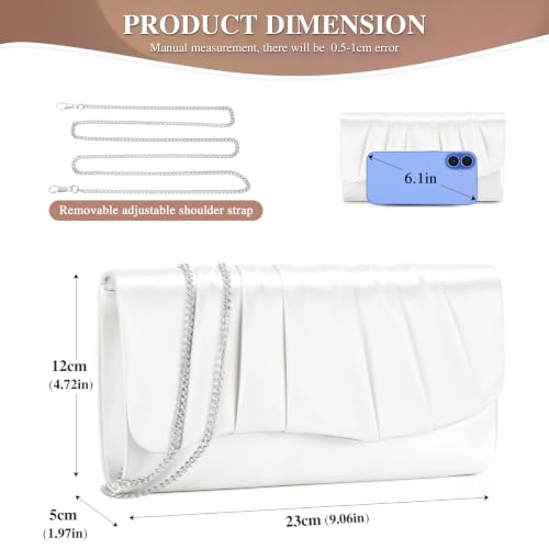 Image of UBAYMAX Clutch Purses for Women Formal, Pleated Satin Evening Bag Purse Handbags Evening Clutch for Prom Party Wedding