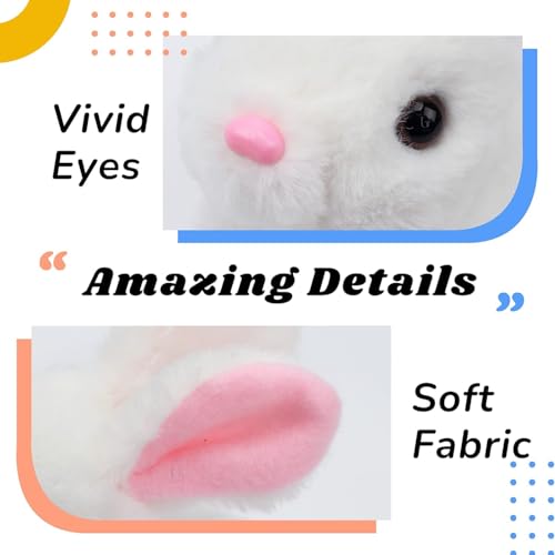 Image of Hopping Walking Bunny Toy with Sounds, Jumping Rabbit Wiggling Ears, Twitching Mouth and Nose, Educational Interactive Bunny Toy for Baby Kids (White Rabbit)