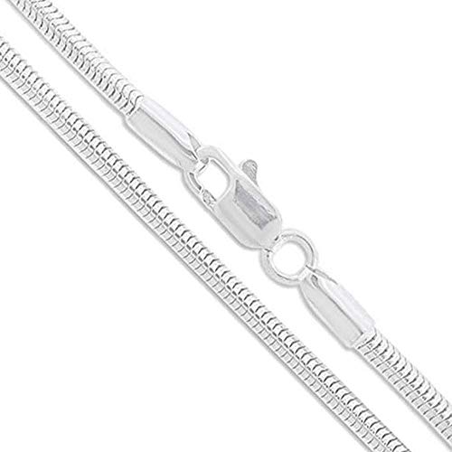 925 Sterling Silver Snake Chain Necklace - 2MM, 3MM, 4MM, 5MM Round Solid Silver Chains - Flexible, Men and Women's Jewelry - Made In Italy2
