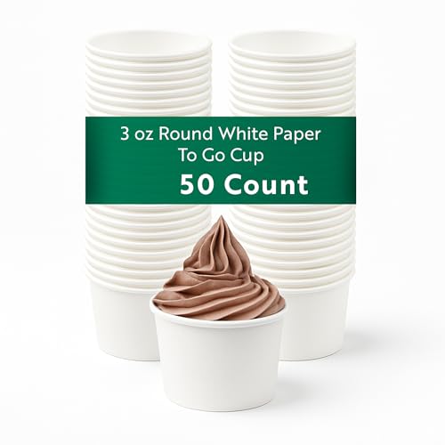 Image of Restaurantware White 3 Count To Go Cup Disposable 3 x 3 x 1.8 Inches Paper Mini Cup Grease-Resistant Cup Recyclable Durable Design