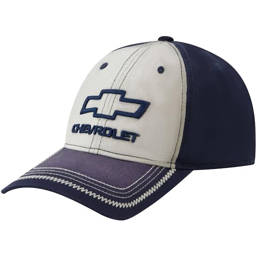 Chevrolet Dad Hat Cotton Washed Baseball Cap with Chevy Logo and Curved Brim Navy One Size