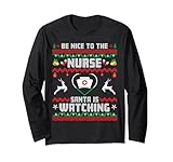 infermiera natale be nice to the nurse santa is watching xmas maglia a manica