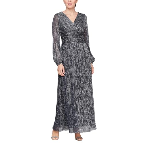 Image of S.L. Fashions Women's Long A-line Mother of The Bride Dress with Ruched Waist (Petite and Regular Sizes)