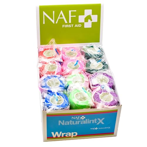 NAF NaturalintX Wraps Box of 12 Cohesive Bandages for Horses Flexible Self-Adhesive & Breathable Secure Wound Dressings Support Strains & Hoof Poultices