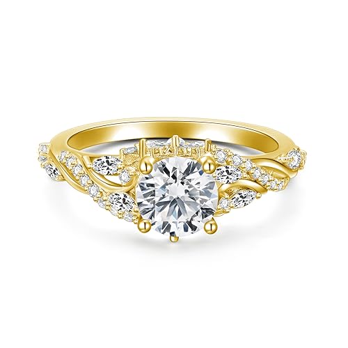 1.3 Carat (ctw) Round-Cut Moissanite Engagement Rings for Women, Customizable Sterling Silver, 10k gold, 14k gold, 18k gold2