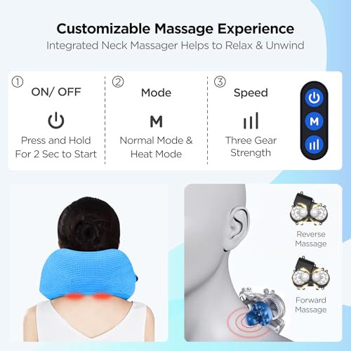 Image of Dr Trust USA Cloudwalker Travel Neck Support for Flights, Rechargeable Memory Foam Traveling Pillow with Massager for Cervical Pain Relief, Air Travel, Home, Office-386 | Set of 1