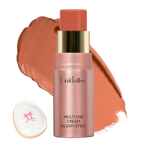 Unidollss Barra de Colorete 3-en-1 - Mejillas, Labios y Párpados, 24h Resistente al Agua, Vegano(03 PALPITATING)