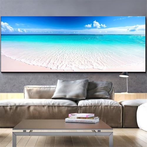 Kit diamond painting complet paysage marin toile mosaïque strass 80x160cm