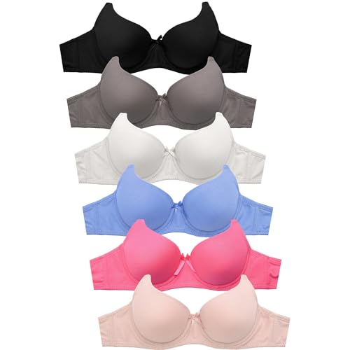 Image of Mamia Women's Basic Plain Bras, Pack of 6