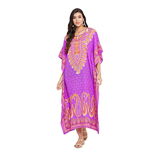 Image of Oussum Women Polyester Casual Long Plus Size Beach Caftan Cover Up Maxi Dress 1X-3X Summer Kaftan Dresses for Women