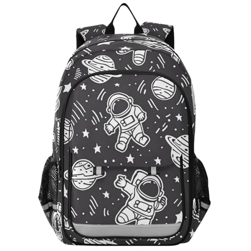 kid backpack girl 8-12: lightweight books bag for book bags for teenage girls boys in assorted colors - Astronaut Black Doodle