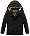 WenVen Cappotto con Cappuccio Coat Hood Warm Windproof Jacket Outdoor Casual Parka con Cappuccio Bambino Nero S