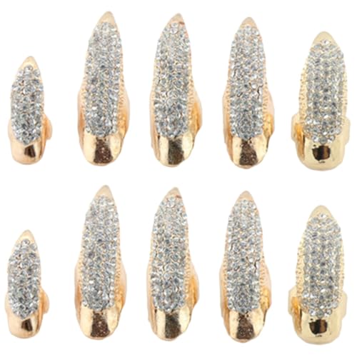 Bagues à ongles en alliage vintage punk gothique or par lot de 10 pièces