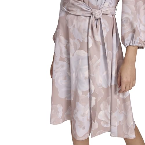 Image of Calvin Klein Women's 3 /4 Balloon Sleeve V-Neck Knee Length Faux Wrap Dress
