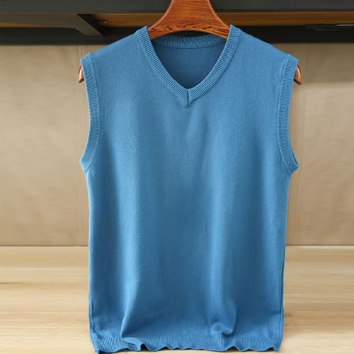 NATHGAM Men's Knit Sweater Vest Fall Loose Fit Sleeveless Knit Pullover V Neck Casual Solid Color Lightweight Soft Sweaters2