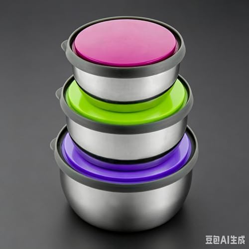3pcs Stainless Steel Food Storage Containers with Lids, Leakproof Stackable Freezer Safe Stainless Steel Seal Bowl, Mixing Bowls Airtight Food Storage Containers for Baking Cooking Preservation (3) - image 7
