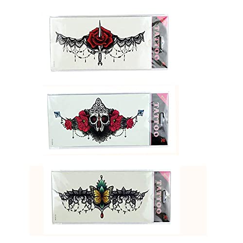 Pinkiou Tijdelijke tatoeages stickers vrouwen halsketting design body make-up sticker voor zomer strand zwembad (6 vellen) - Image 3