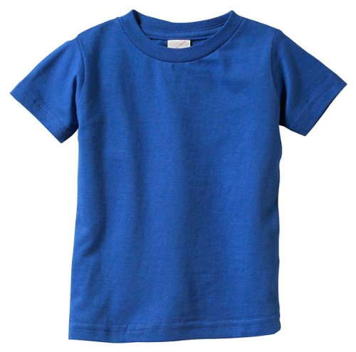 RABBIT SKINS Infant Fine Topstitch Ribbed Collar T-Shirt, Royal, 6 Months