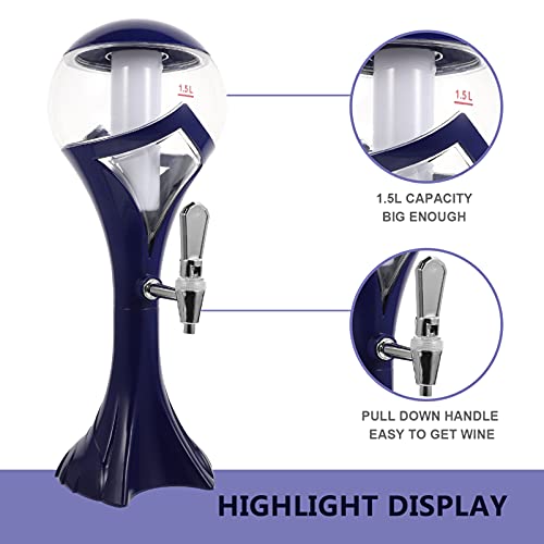 BESTonZON Blauw 1. 5L Bier Toren Fles Dispenser Drink Dispenser Met Ijs Buis En Led Verlichting Voor Keuken Party Vat… - Image 8
