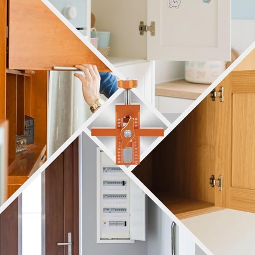 Schranktür Installationspositionierer Set, Schranktüren Bohrschablone mit 3 Bohrern, Cabinet Door Hardware Mounting Jig Positioning Tool den Meisten Schranktüren Einstellbarer Länge