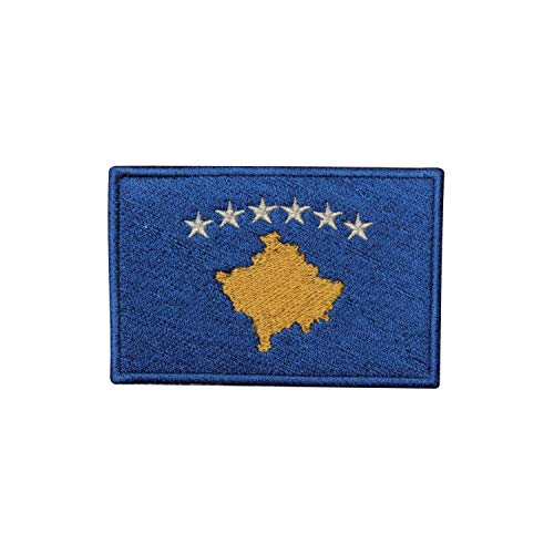 Kosovo Länderflagge Logo Patch bestickt Applikation Kosovo Länderflagge Patch Aufbügler Patch Aufbügler Patch Aufnähen Patch Emblem