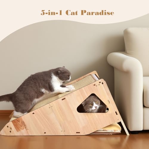Rascador para Gatos de Madera Grande con Sisal 32 in miniatura 4
