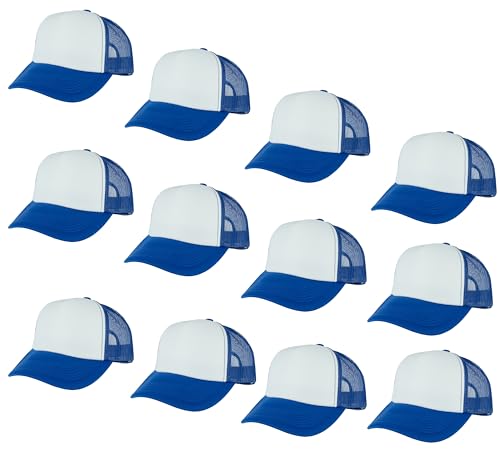 Image of Gelante 12 Pcs Sublimation Blank Trucker Hats - 5 Panel Mesh Snapback Baseball Cap Bulk