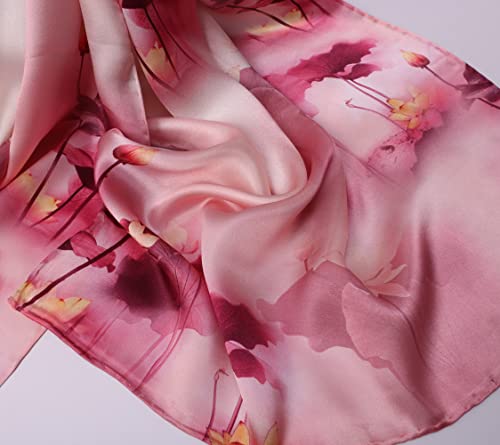 Women's Pure Mulberry Silk Mulberry Silk Scarf Floral Print Satin Long Scarf Wrap Shawl (fzlr10)4