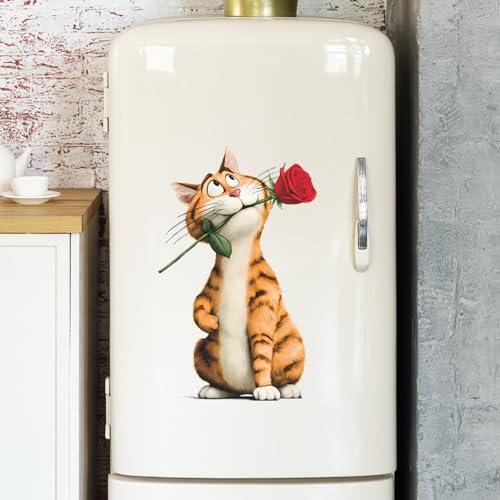 Vinilos adhesivos Achang gato romántico con rosa roja miniatura 5