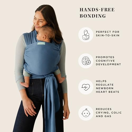 Image of Moby Baby Wrap Carrier Classic for Newborns to Toddlers (8-33lbs), Infant Sling Carrier, Lightweight & Hands Free Design, Adjustable for All Body Types (Ocean)