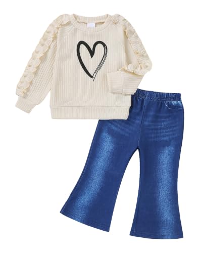 Image of SODLON Baby Toddler Girl Clothes Sweatshirt Jeans Fall Winter Outfit 12M-5T