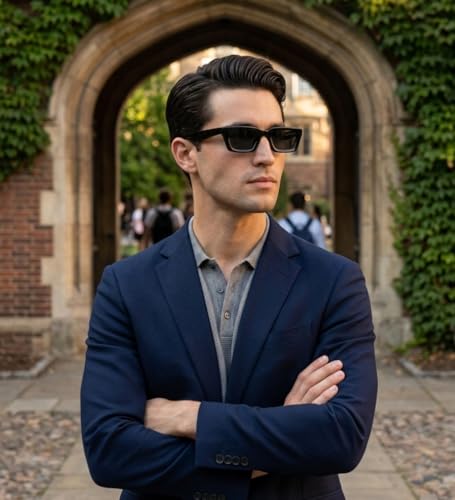 Image of Retro Vintage Rectangilar Thick Abstract UV-Protected Sunglasses For Men And Women