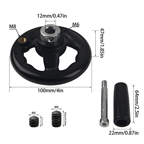 Rrina 0.47X4Inch Diameter Round Hand Wheel W Revolving Knob Handle For Mill Drillpress Crank Lathe #TOP1