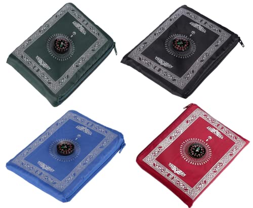 HItopin Tapis de Prière, 4PCS 100CM*60CM Tapis de Prière de Voyage Islamique, Tapis de Prière Musulman, Tapis de Prière Etanche avec Boussole, pour Les Prières Islamiques, Eid al-Fitr (4 Couleurs)
