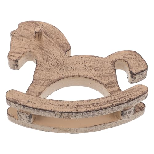 MUSISALY Mini Caballo Balancín de Madera Artesanal, Estatua Pintada Marrón para Decoración de Mesa en Hogar, Oficina y Espacios Creativos