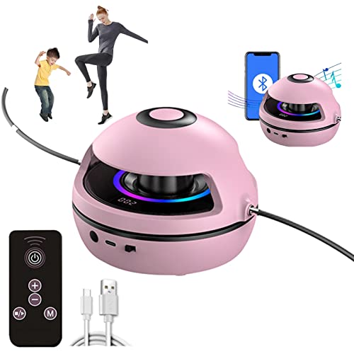 Agolu Smart Springseil Maschine für Erwachsene Kinder, Bluetooth Buntes Musik Seilspringen 1-10 Gang mit Fernverstellbarem, LED Zählen Sport Fitness Springseile(Color:Rosa) Cover