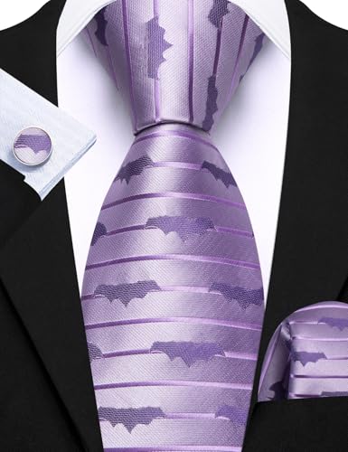 Image of Barry.Wang Fun Animal Ties for Men Designer Handkerchief Cufflink WOVEN Casual Necktie Set Festival