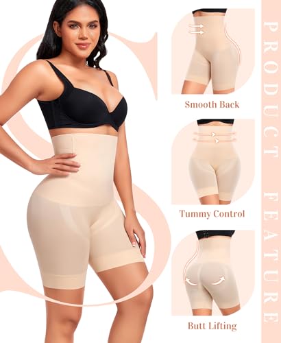 Image of Werena Tummy Control Shapewear Shorts for Women Seamless High Waisted Body Shaper Shaping Underwear Girdle Panties