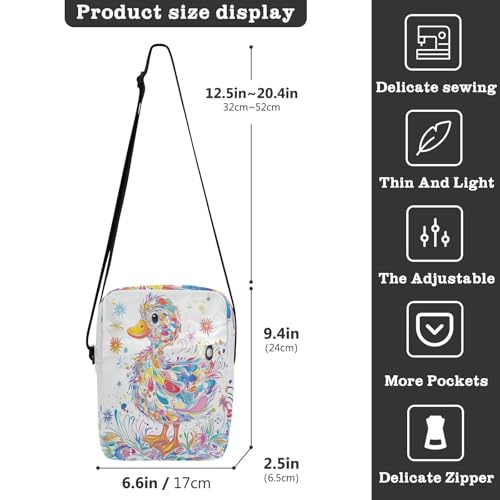 Cute Pet Duck Colorful men's messenger bag cross body bag Womens Cross Body Purses Adjustable Strap for Outdoor Daily Travel3