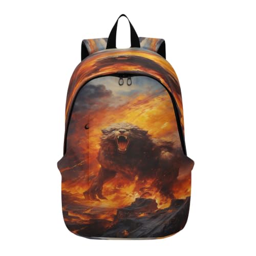 Sac à dos ordinateur portable lion en colère grand sac de voyage avec bretelles rembourrées