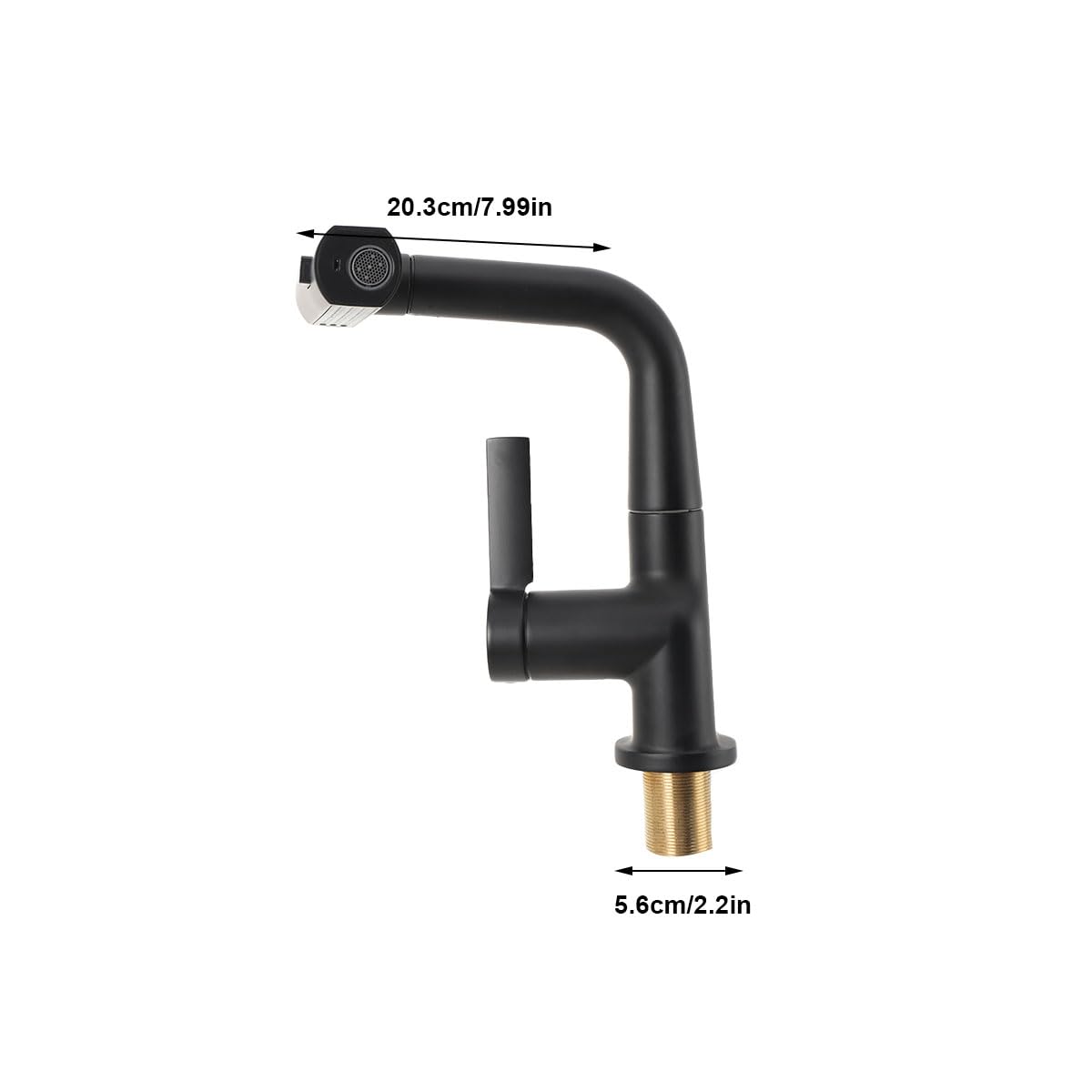 Küchenarmatur Schwarz Wasserhahn Spüle, Wasserfall Armatur Küche Faucet Heizung Wasserfall Ausziehbarer mit 60cm Schläuchen, LED Temperaturanzeige, Anhebbare Arm